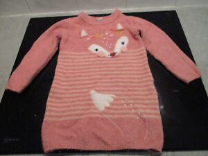 TU girls knitted dress pink fox applique embroidery 3D ears soft  age 3-4yrs