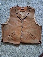 coronado leather brown grained leather vest Size 50 XL MENS