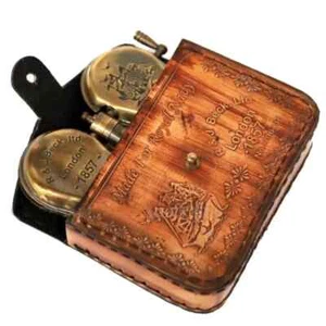 Brass Antique Binoculars R & J Beck Folding Binoculars with Leather Case Gift - Picture 1 of 7