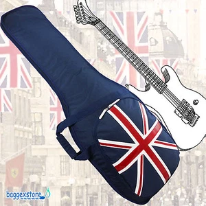 Union Jack UK Flag Electric Guitar Padded Gig Bag with Pocket 2 Shoulder Straps - Picture 1 of 10