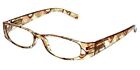Calabria 759 Designer Reading Glasses&Match Case Tan Brown Crystal Mosaic ++2.25