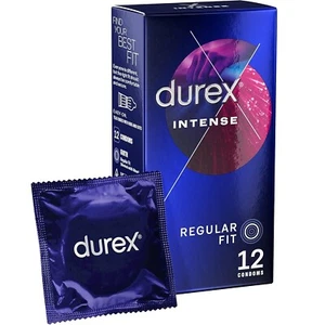 Durex Intense Regular Fit Ribbed & Dotted Lubricated Condoms 12 Pack - Picture 1 of 4