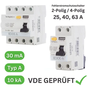 ✅ VDE geprüfter Fehlerstromschutzschalter / FI / 25A / 40A / 63A / 30mA / Typ A  - Bild 1 von 21