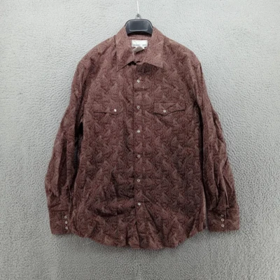 Wrangler Shirt Mens Large Brown Paisley Pearl Snap Wrancher Cowboy Western - Image 1 of 4