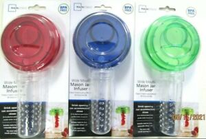 WIDE MOUTH MASON JAR INFUSER 3 PACK RED, BLUE, AND GREEN