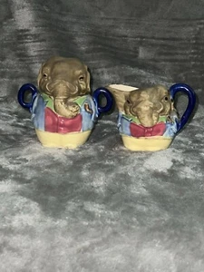 Japanese Decorative Crackle Glaze Ceramic Elephant Set sugar & creamer Very Old - Picture 1 of 18