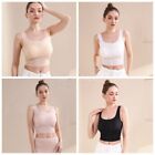 Lady Seamless Sleeveless Buit In Bra Crop Top Camisoles Shirts Sport Basic Tee