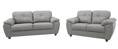 SOFAS AND MORE Carlos 3+2 Seater Sofa Set Grey Faux Leather