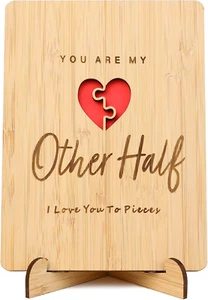 Wooden Valentines Card Anniversary Card for Wife, Husband, Girlfriend, Boyfrien - Picture 1 of 12