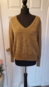 Trend size 12 V necked pullover with ribbed cuffes and waist in tan mix - Picture 1 of 7
