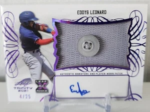 2021 Leaf Trinity Eddys Leonard Purple Rookie Button Patch Auto /25 Dodgers - Picture 1 of 4