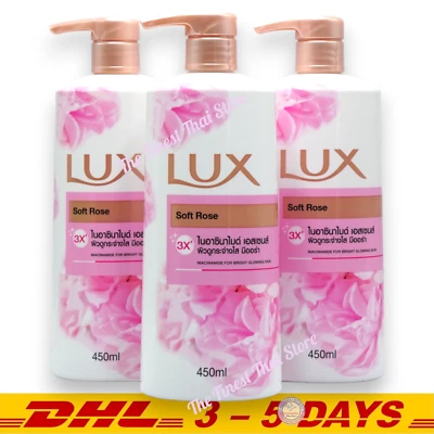 LUX Body Wash Shower Cream Soft Rose 450ml pack of 3 - Image 1 of 4