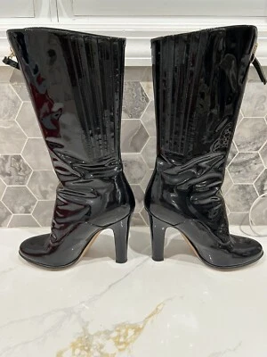 Women's Valentino Garavani Black Patent Leather Boots Size 38 - Image 1 of 4
