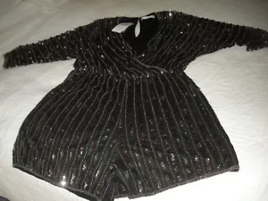 Perlen kurzes Kleid/Hose schwarz silber Gr. M neu - Bild 1 von 3