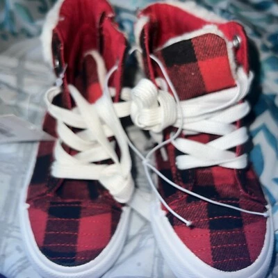 Tênis Gigil xadrez vermelho/preto e branco cano alto tamanho 3 infantil - Imagem 1 de 4