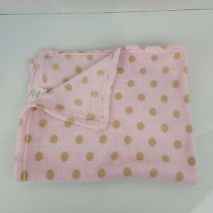 PEM America Bean Sprout Pink Brown Polka Dot Spot Baby Blanket Fleece Pink Tan