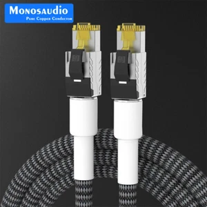 CAT8 4N OFC Copper Ethernet Cable Cat8 Speed Lan Cable RJ45 Network Patch Cables - Picture 1 of 15