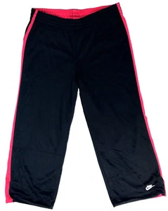 NIKE WOMEN'S SZ S (4-6) BLACK/RED STRIPE CAPRI ATHLETIC NYLON PANTS EUC WORK OUT - Picture 1 of 9