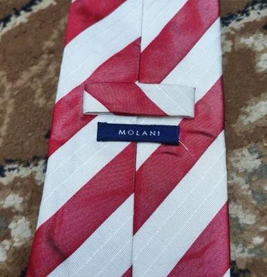mens vintage Molani classic 100% all silk luxury Awning red white neck tie - Image 1 of 4