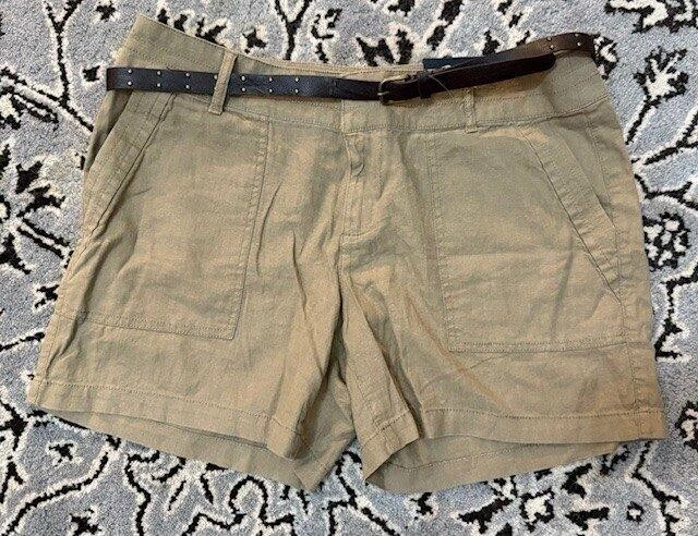 NUEVO CON ETIQUETAS APT 9 Pantalones Cortos Para Mujer Cinturón Marrón Mezcla de Lino Calce Moderno con Cinturón Talla 12 Foto 1 de 1