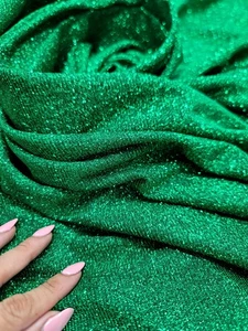 Stretch Glimmer/Glitter Fabric 58" Stretch Fabric Sold Per Yard Green Lurex - Picture 1 of 12