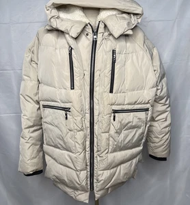 Orolay Women's Down Jacket Size XL Coat Parka Tan Hooded Puffer Zipper Pockets - Picture 1 of 13
