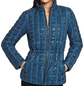 Cabi Poseidon Blue Full Zip Nylon Lined Winter Quilted Puffer Jacket Women’s M - Picture 1 of 10