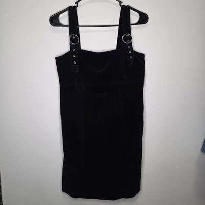 Forever 21 Black Lined Velvet Overall Dress- Size L - Image 1 of 4