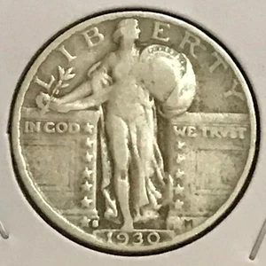 EE. UU. Cuarto Standing Liberty en estado bastante bueno 1930-S - Imagen 1 de 2
