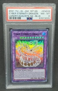 Yugioh PSA 8 NM-MT Cyber Eternity Dragon (Blue) LDS2-EN033 1st Edition - Picture 1 of 2