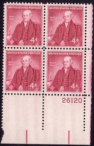 Scott #1121 Noah Webster (Dictionary) Plate Block of 4 Stamps - MNH P#26120 - Picture 1 of 2
