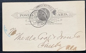 1890 UX9 SHELBY ALABAMA 1ST NATIONAL BANK W/BLUE BACK STAMP ALABAMA COAL&IRON CO - Picture 1 of 2
