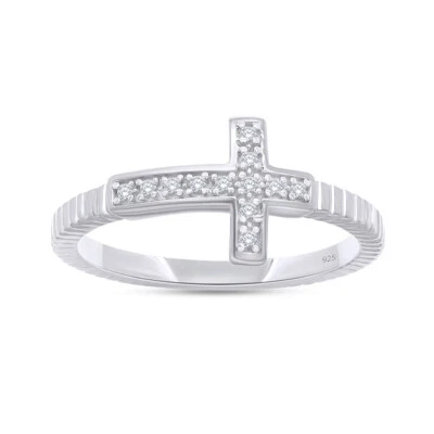 Natural Diamond Accent Cross Engagement Ring for Women 925 Sterling Silver - Image 1 of 3