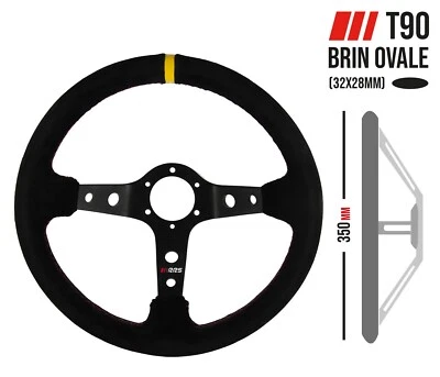 Lenkrad, Schwarz, Wildleder, 90 mm geschüsselt, Sportlenkrad, Rallye, Racing  - Bild 1 von 2