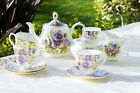 Ensemble de thé 11 pièces Grace Teaware Purple Pansy Os China