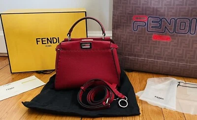 FENDI PEEKABOO MINI BAG CROSSBODY / SHOULDER - RED GRAIN LEATHER  RECEIPT - Image 1 of 4