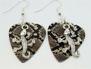 Lizard Charm Guitar Pick Earrings - Pick Your Color - Picture 1 of 9