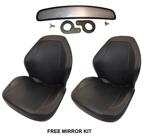 Yamaha Rhino 450 660 700 Black Sewn Vinyl Seats 5UG-F4710-00-00 2 Seats +Mirror - Picture 1 of 7