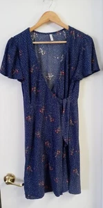 Women's Wrap Over Dress Blue Floral Size S - Picture 1 of 7