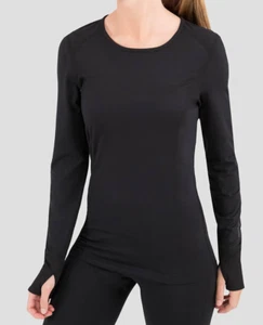 Terramar Women's 2.0 Cloud Nine Mid Wt Performance Baselayer Scoop Shirt - Black - Picture 1 of 3