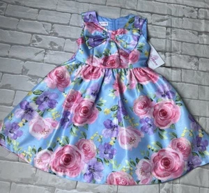 Bonnie Jean Rose Floral Shantung Bow Dress  Size 4T - Picture 1 of 7