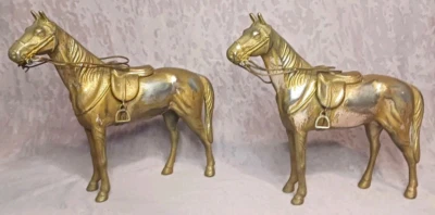 Vintage Set of 2 Antique Cast Metal Horse Figurines From Occupied Japan CMC Ware - Image 1 of 4
