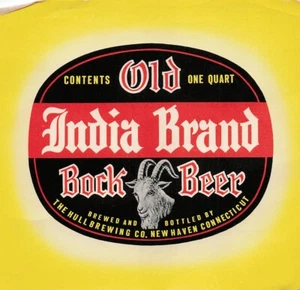 Alte indische Marke Bock Bier Vintage Etikett Quart Hull Brewing Co New Haven CT - Bild 1 von 2