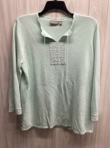 CROFT & BARROW Women's (Size 2X) Long Sleeve Tie Neck Sweater Edge Accents - Picture 1 of 4