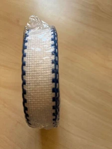 10m x 25 mm White/Blue 14 count 1 inch Aida band scallop edge Stitch Garden - Picture 1 of 2