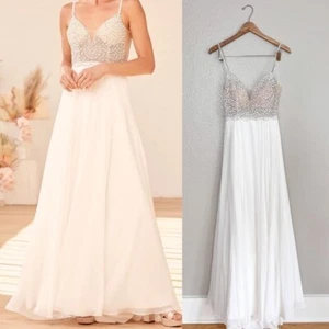 Luxuriöses Maxikleid True Love weiß Perlen Strass - Bild 1 von 11