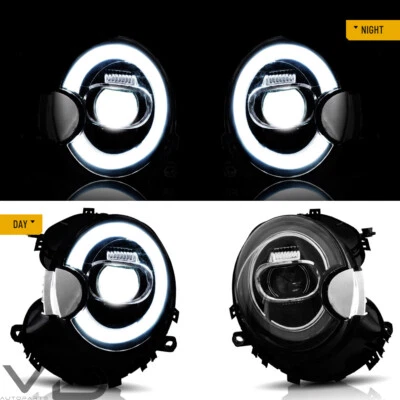 Full LED Headlights For 2007-2013 Mini Cooper R56 R57 R58 R59 Sequential A Pair - Изображение 1 из 4