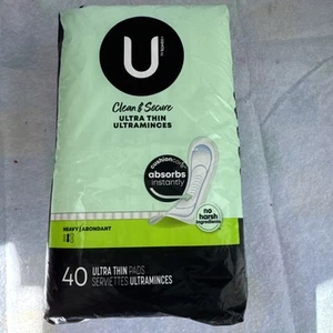 U by Kotex Clean & Secure Ultra-thin Pads Heavy Absorbency Breathable 40 CT - Picture 1 of 2