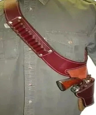 HANDMADE GENUINE LEATHER SHOULDER HOLSTER FOR GUN HOLSTER FIT BARREL 4"-8" US - Image 1 of 4