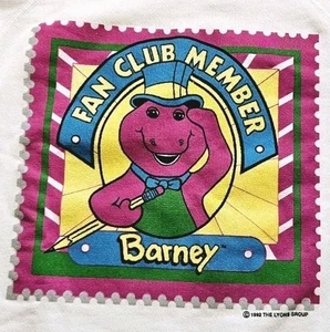 Vintage 90s Barney Official Fan Club Crewneck Sweatshirt Adult S M 14/16 - Picture 1 of 9